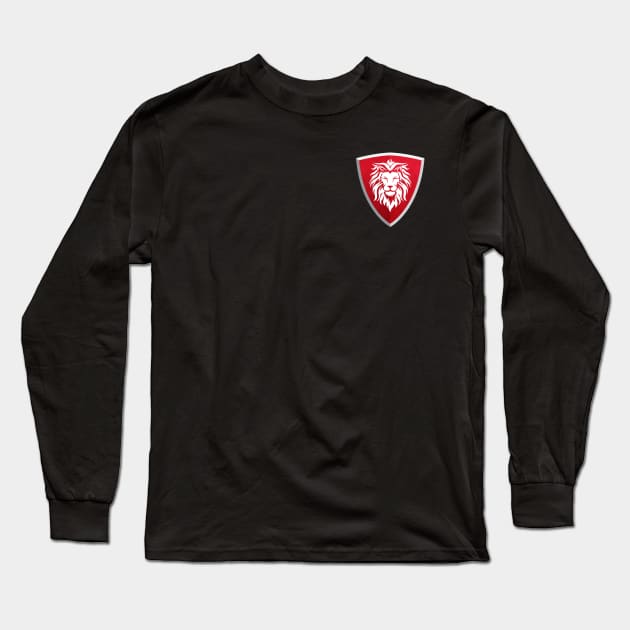 Lion on Red Shield - Pocket Logo Long Sleeve T-Shirt by SweetPaul Entertainment 